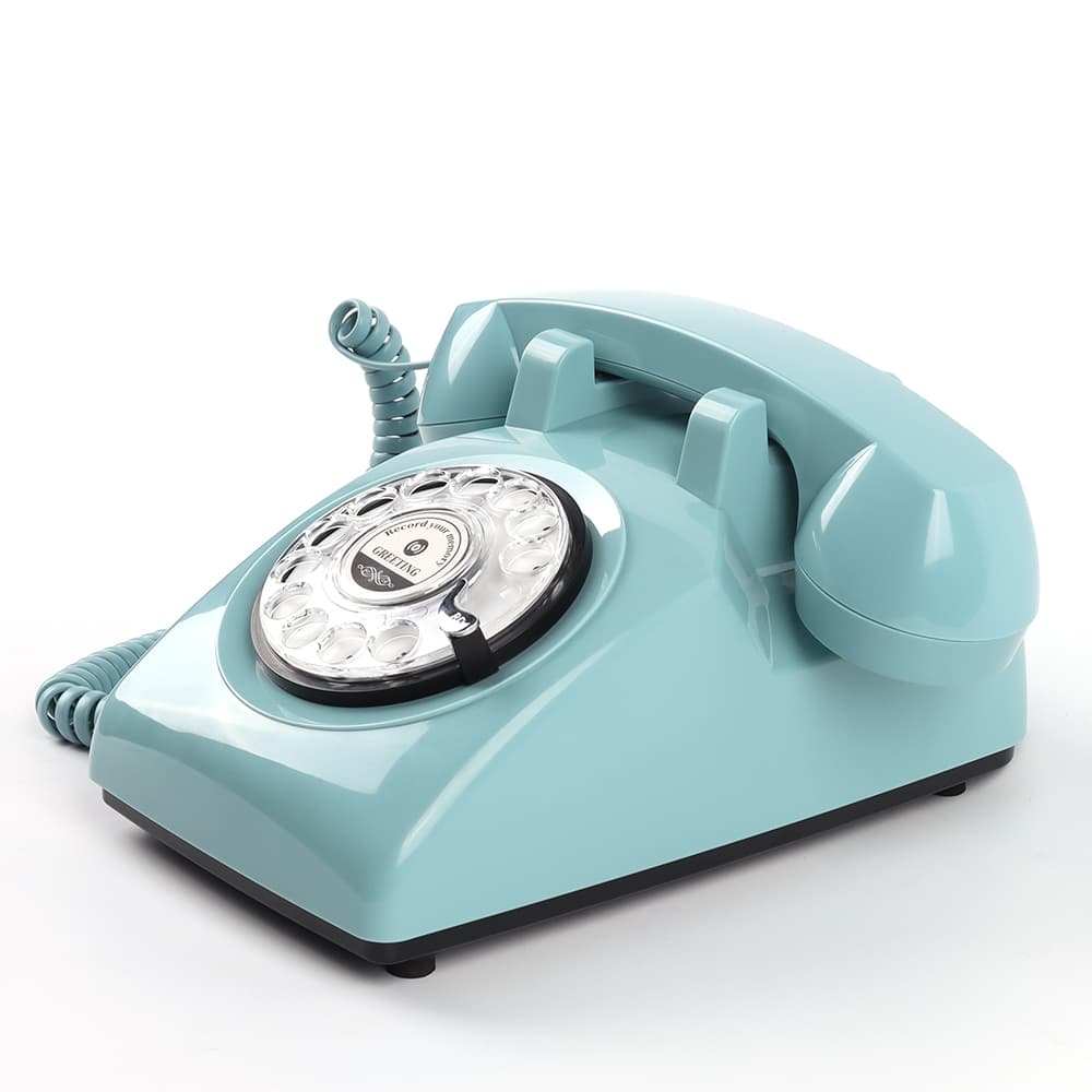 Baby blue CHEETA 8019 rotary audio guestbook phone