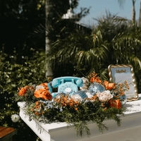 Baby blue audio guestbook phone styled for an event